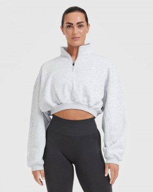 Oner Active All Day Cosy Crop 1/4 Zip Tröjor Ljusgrå | FRSW-38416