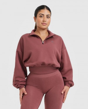 Oner Active All Day Crop 1/4 Zip Tröjor Rosa | ZWCX-24079