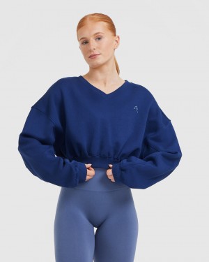 Oner Active All Day Lätta Oversized V-Neck Tröjor Blå | VEDP-84392