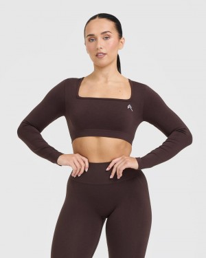 Oner Active Effortless Square Neck Crop Long Sleeve T-shirt Lila Bruna | ZCYS-36127