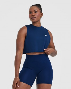 Oner Active Go To Muscle Crop T-shirt Blå | VSIJ-68042