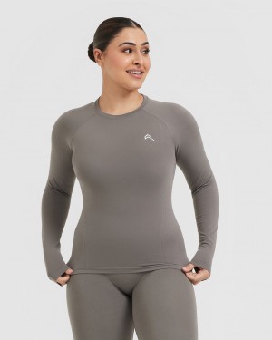 Oner Active Go To Seamless Fitted Long Sleeve T-shirt Grå | PSZK-20348