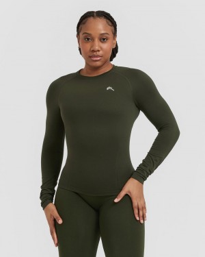 Oner Active Go To Seamless Fitted Long Sleeve T-shirt Khaki | LUXD-75208