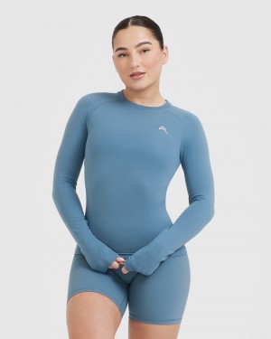 Oner Active Go To Seamless Fitted Long Sleeve T-shirt Blå | PNQY-73291