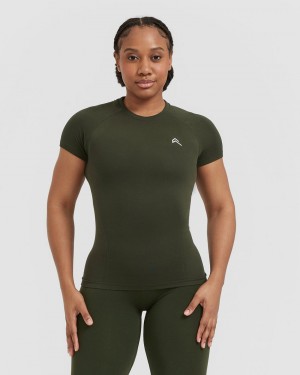 Oner Active Go To Seamless Fitted T-shirt Khaki | KQJY-21506