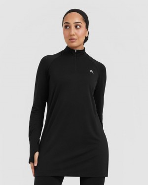 Oner Active Go To Seamless Loose Long Sleeve Longline T-shirt Svarta | ETKG-41085