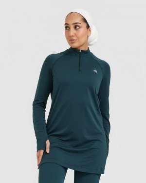 Oner Active Go To Seamless Loose Long Sleeve Longline T-shirt Blå | SMDK-58397