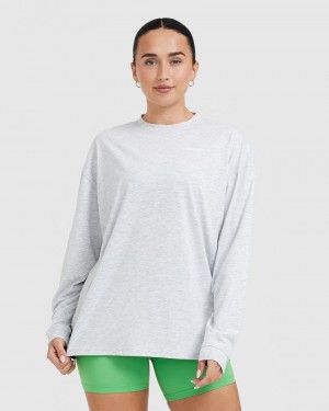 Oner Active Klassiska Lifters Tryck Oversized Lätta Long Sleeve T-shirt Ljusgrå | SNZC-92768