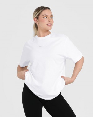 Oner Active Klassiska Mirror Tryck Oversized T-shirt Vita | YOTF-64731