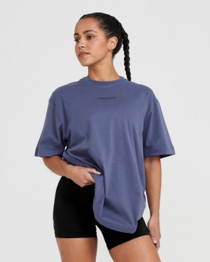 Oner Active Klassiska Mirror Tryck Oversized T-shirt Blå | BGQF-14089