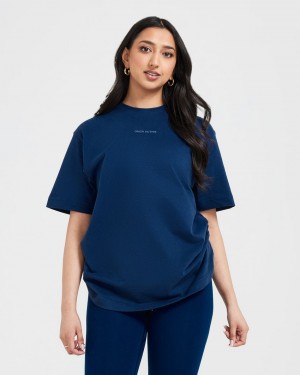 Oner Active Klassiska Mirror Tryck Oversized T-shirt Blå | AKXC-51420