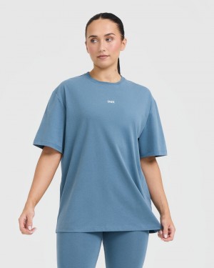 Oner Active Klassiska Oner Tryck Oversized Lätta T-shirt Blå | LKQA-71269