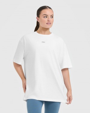 Oner Active Klassiska Oner Tryck Oversized Lätta T-shirt Vita | BTNY-05846