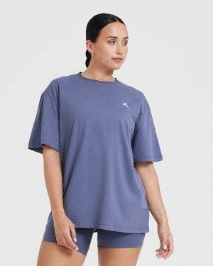 Oner Active Klassiska Oversized Lätta T-shirt Blå | TSWR-10829