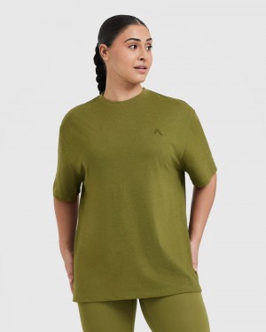 Oner Active Klassiska Oversized Lätta T-shirt Olivgröna Gröna | CQAG-37861