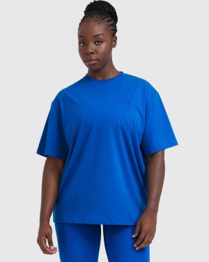 Oner Active Klassiska Oversized Lätta T-shirt Mörkblå | CHMO-62534