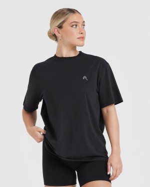 Oner Active Klassiska Oversized Lätta T-shirt Svarta | FNME-05124