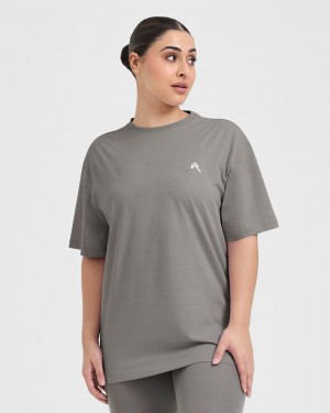 Oner Active Klassiska Oversized Lätta T-shirt Grå | HLQF-35086