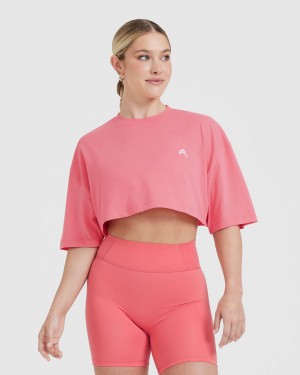 Oner Active Klassiska Relaxed Crop Lätta T-shirt Rosa | QOGJ-63840