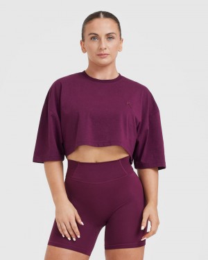 Oner Active Klassiska Relaxed Crop Lätta T-shirt Lila | QOYT-04631