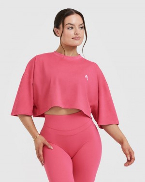 Oner Active Klassiska Relaxed Crop Lätta T-shirt Rosa | GXIC-61530