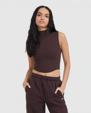 Oner Active Mellow Rib Mid Mock Neck Tank T-shirt Lila Bruna | QNOA-94810