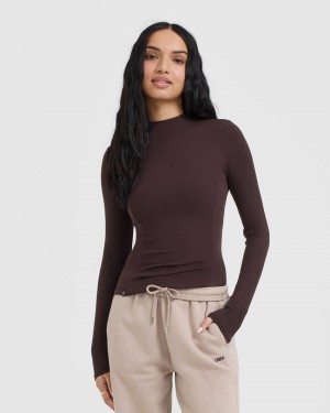 Oner Active Mellow Rib Mock Neck Long Sleeve T-shirt Lila Bruna | YOZL-32950