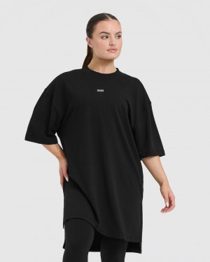 Oner Active Raising The Bar Tryck Longline T-shirt Svarta | FUCH-93456