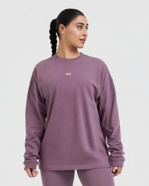 Oner Active Raising The Bar Tryck Unisex Long Sleeve T-shirt Lila | YSKZ-21905