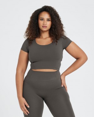 Oner Active Timeless Crop Korta Sleeve Tee T-shirt Mörkgrå Bruna | IPBS-36827