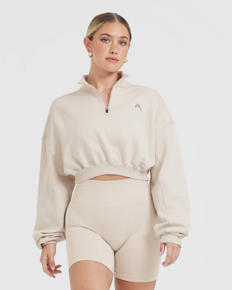 Oner Active All Day Lätta Crop 1/4 Zip Tröjor Bruna | BLEO-12764