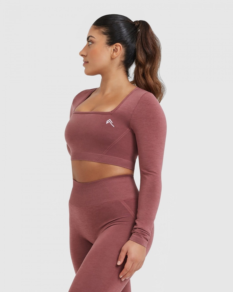 Oner Active Effortless Square Neck Crop Long Sleeve T-shirt Rosa | VFPQ-84273