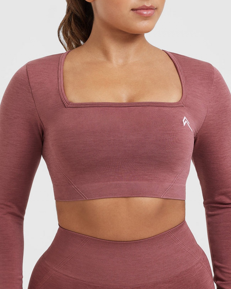 Oner Active Effortless Square Neck Crop Long Sleeve T-shirt Rosa | VFPQ-84273