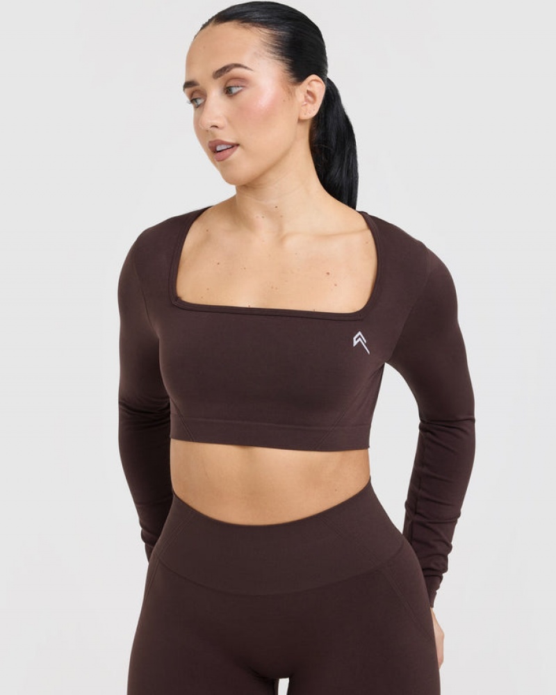 Oner Active Effortless Square Neck Crop Long Sleeve T-shirt Lila Bruna | ZCYS-36127