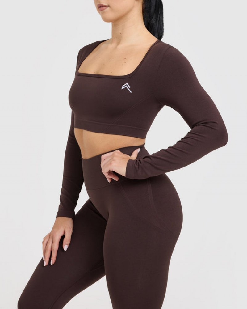 Oner Active Effortless Square Neck Crop Long Sleeve T-shirt Lila Bruna | ZCYS-36127