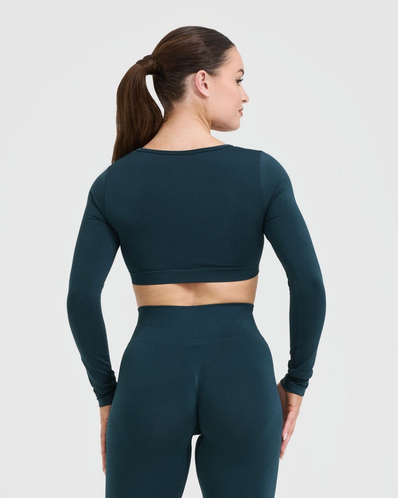 Oner Active Effortless Square Neck Crop Long Sleeve T-shirt Blå | UBKA-76830