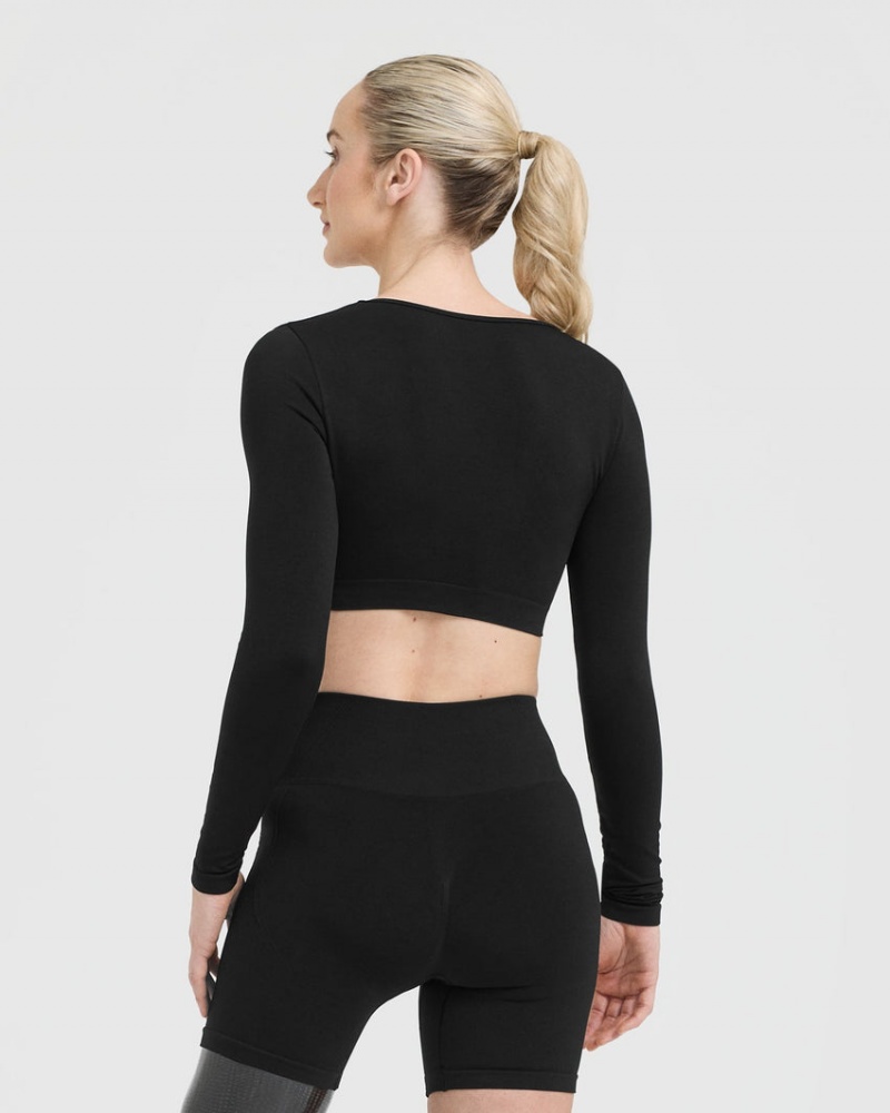 Oner Active Effortless Square Neck Crop Long Sleeve T-shirt Svarta | TENH-30589