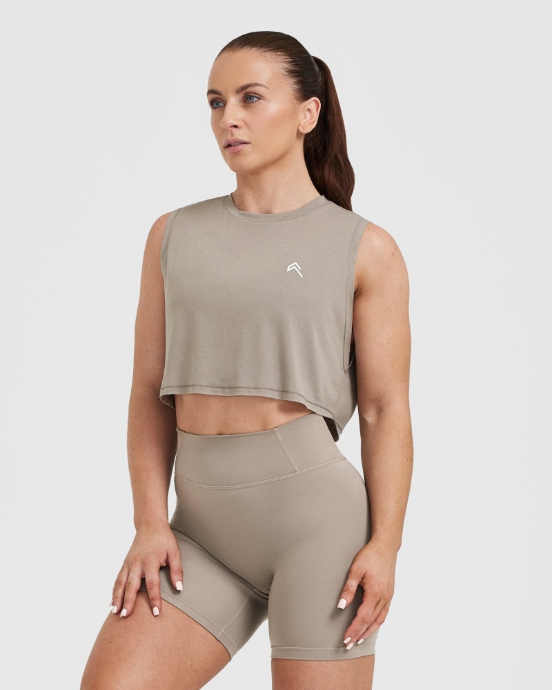 Oner Active Go To Muscle Crop T-shirt Grå | KSAM-20516