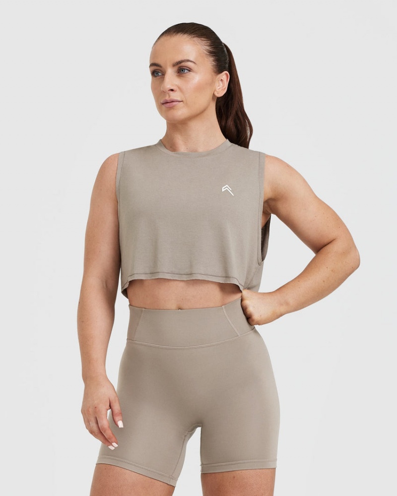 Oner Active Go To Muscle Crop T-shirt Grå | KSAM-20516