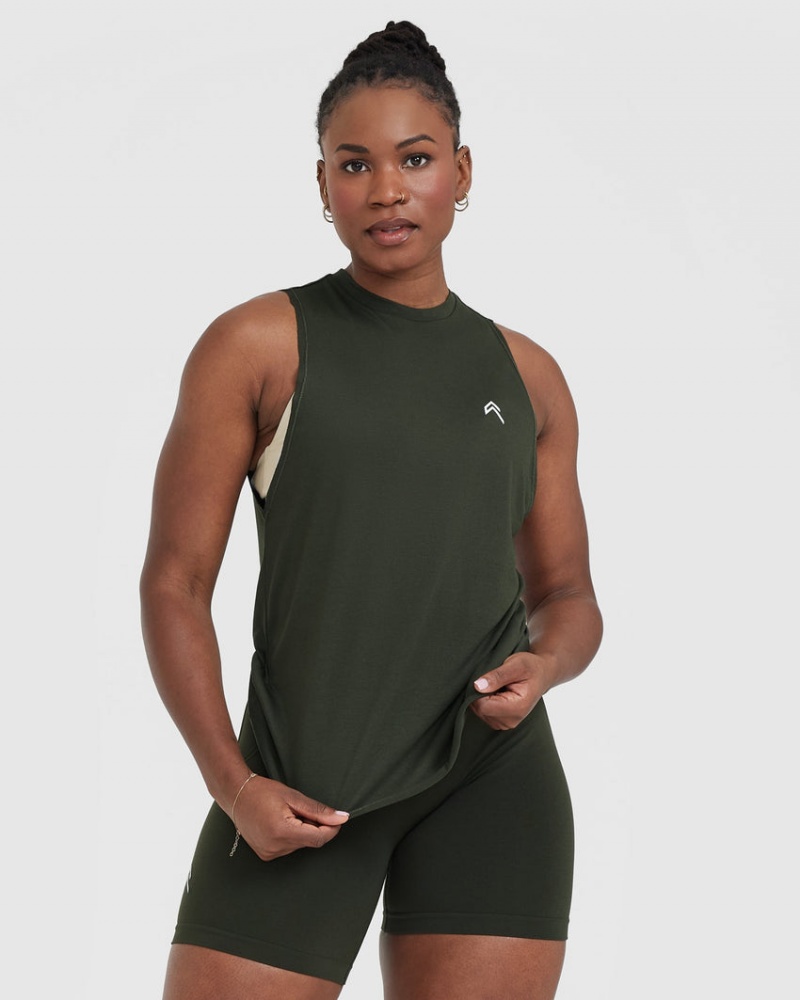 Oner Active Go To Muscle T-shirt Khaki Gröna | KMEV-64052