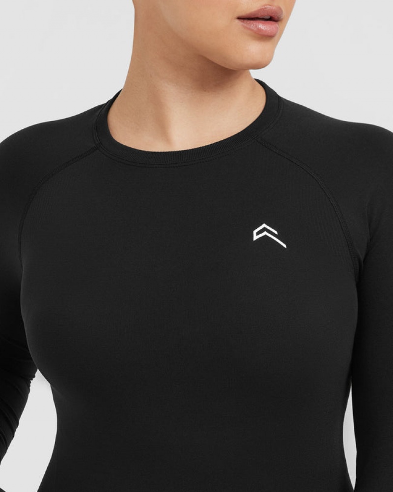 Oner Active Go To Seamless Fitted Long Sleeve T-shirt Svarta | BWTN-30256