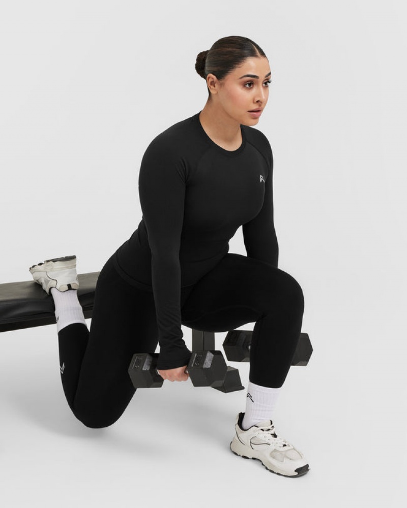 Oner Active Go To Seamless Fitted Long Sleeve T-shirt Svarta | BWTN-30256