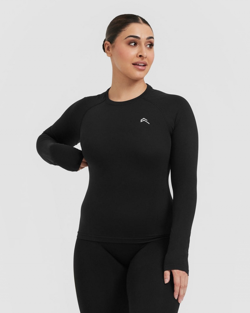 Oner Active Go To Seamless Fitted Long Sleeve T-shirt Svarta | BWTN-30256