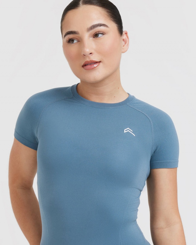 Oner Active Go To Seamless Fitted T-shirt Blå | LVHT-58620