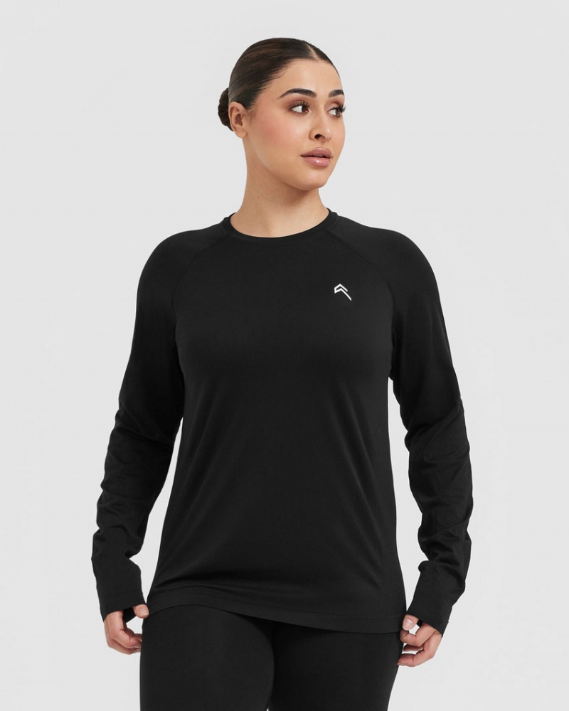 Oner Active Go To Seamless Loose Long Sleeve T-shirt Svarta | GRFI-09674