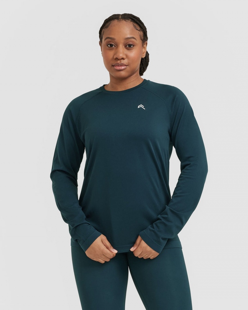 Oner Active Go To Seamless Loose Long Sleeve T-shirt Blå | CUPS-42763