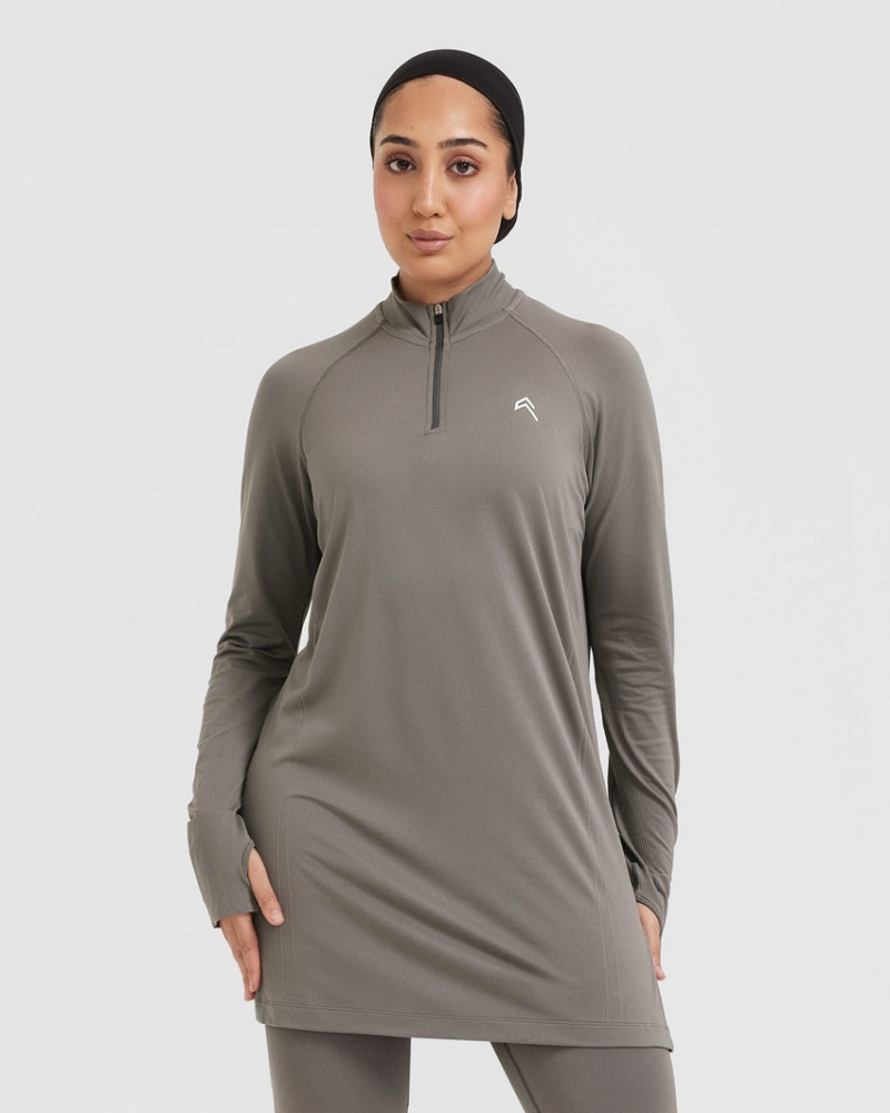 Oner Active Go To Seamless Loose Long Sleeve Longline T-shirt Grå | FIEB-19732