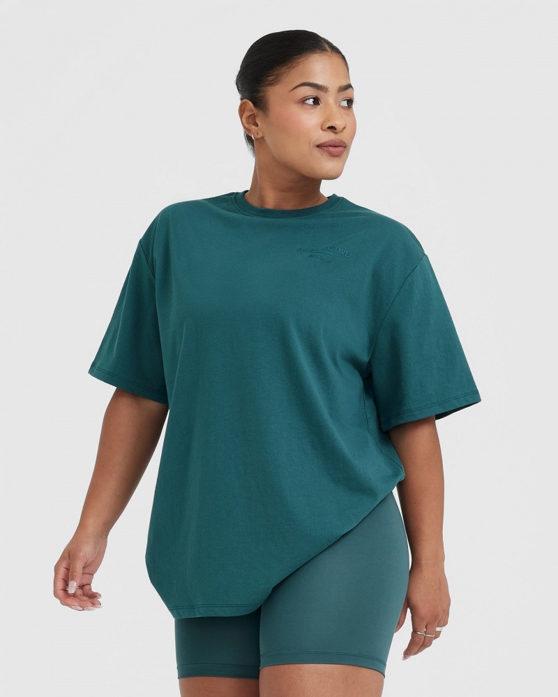 Oner Active Klassiska Lifters Tryck Oversized Lätta T-shirt Blå Turkos | SVFE-58902