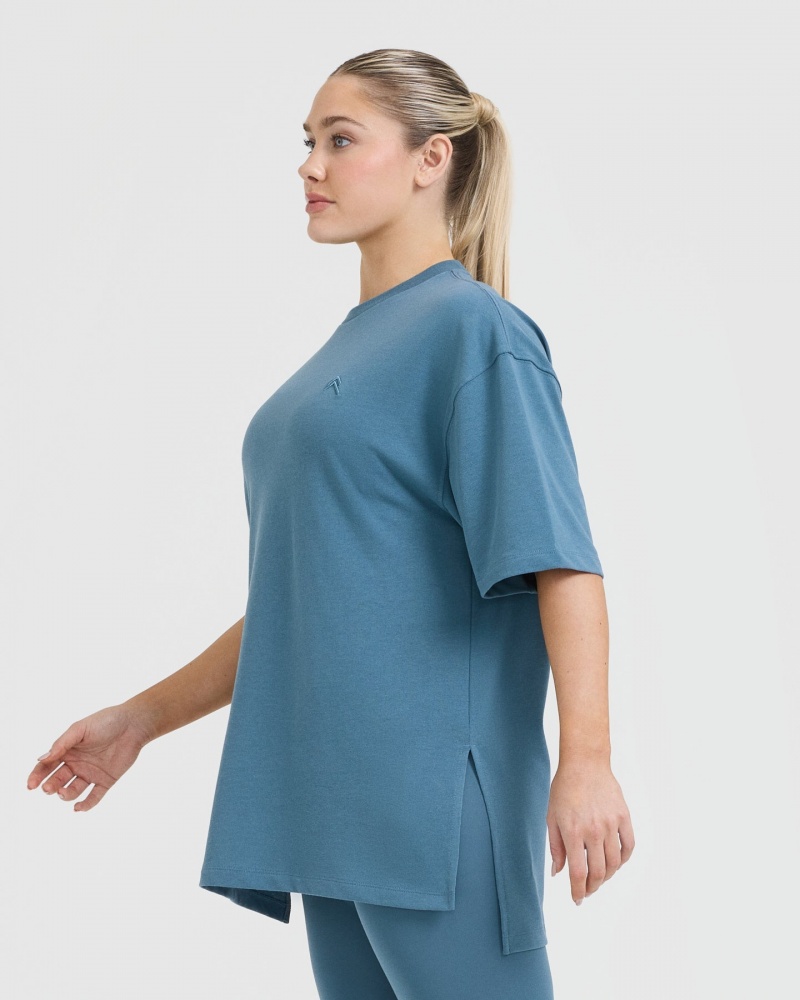 Oner Active Klassiska Longline T-shirt Blå | XKHL-86430