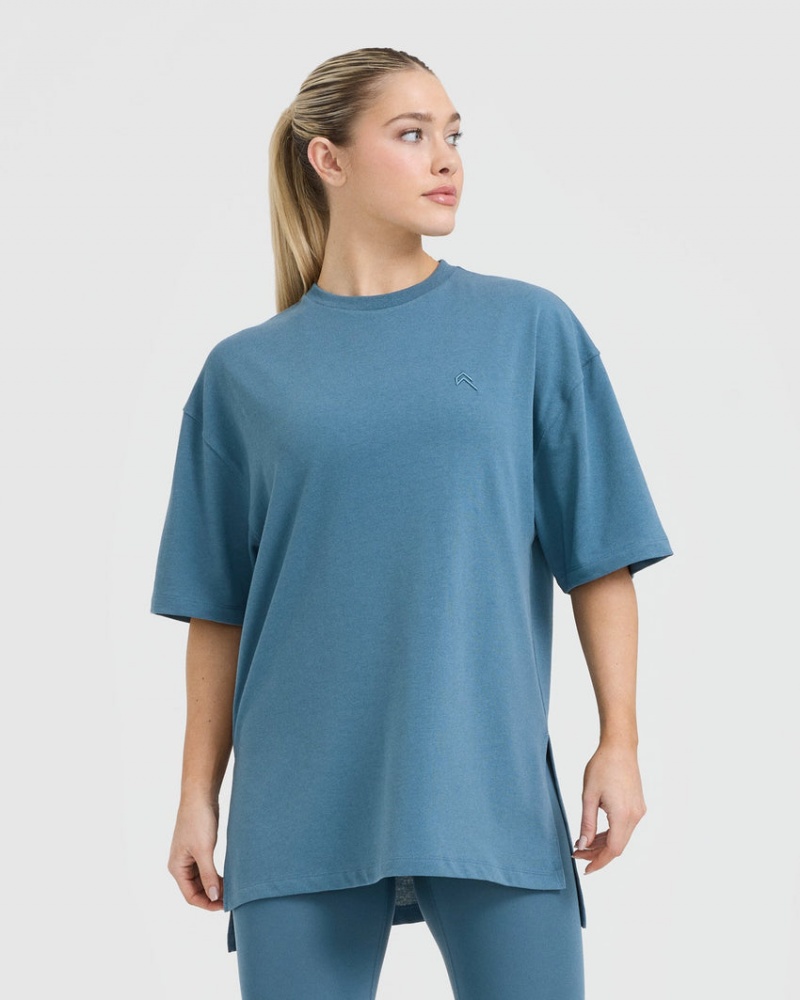 Oner Active Klassiska Longline T-shirt Blå | XKHL-86430